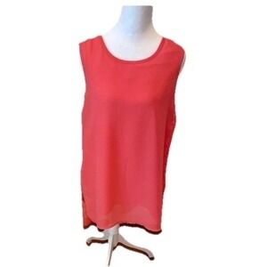 Simply Noelle Sleeveless Coral chiffon flowing sleeveless tunic‎ Top  M